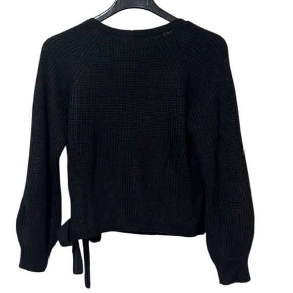 NWT KIRUNDO Wrap Sweater Balloon Sleeves Ribbed Knitted Pullover Tie Front Top - Picture 3 of 13